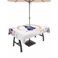 thumbnail image 1 of Outdoor Tablecloth with Umbrella Hole for Patio/Picnic/Party/Camping, Purple Butterflies Flowers Waterproof Table Cloth Rectangle Table Cover Washable, Spring Watercolor Botanical (60"x 84"), 1 of 9