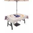 thumbnail image 1 of Outdoor Tablecloth with Umbrella Hole for Patio/Picnic/Party/Camping, Purple Butterflies Flowers Waterproof Table Cloth Rectangle Table Cover Washable, Spring Watercolor Botanical Beige (52"x 70"), 1 of 9
