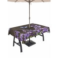 thumbnail image 1 of Outdoor Tablecloth with Umbrella Hole for Patio/Picnic/Party/Camping, Purple Flowers Waterproof Table Cloth Rectangle Table Cover Washable, Butterfly Spring Floral Wooden Farmhouse (60"x 120"), 1 of 8
