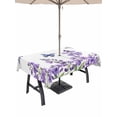 thumbnail image 1 of Outdoor Tablecloth with Umbrella Hole for Patio/Picnic/Party/Camping, Purple Flowers Waterproof Table Cloth Rectangle Table Cover Washable, Butterfly Spring Floral Watercolor Farmhouse (60"x 84"), 1 of 8