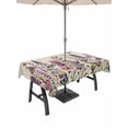 thumbnail image 1 of Outdoor Tablecloth with Umbrella Hole for Patio/Picnic/Party/Camping, Purple Flowers Waterproof Table Cloth Rectangle Table Cover Washable, Spring Butterflies Lavender Daisy Beige (60"x 84"), 1 of 8