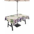 thumbnail image 1 of Outdoor Tablecloth with Umbrella Hole for Patio/Picnic/Party/Camping, Purple Flowers Waterproof Table Cloth Rectangle Table Cover Washable, Spring Leaves Floral Plants Beige (54"x 80"), 1 of 8