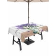 thumbnail image 1 of Outdoor Tablecloth with Umbrella Hole for Patio/Picnic/Party/Camping, Purple Lavender Waterproof Table Cloth Rectangle Table Cover Washable, Spring Floral Daisy Butterfly Leaves Gray (60"x 120"), 1 of 8