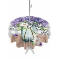 thumbnail image 1 of Outdoor Tablecloth with Umbrella Hole for Patio/Picnic/Party/Camping, Purple Lavender Waterproof Table Cloth Round Cover Washable, Spring Butterfly Daisy Watercolor Gray (Dia 60"), 1 of 8