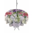 thumbnail image 1 of Outdoor Tablecloth with Umbrella Hole for Patio/Picnic/Party/Camping, Purple Red Spring Floral Waterproof Table Cloth Round Cover Washable, Summer Botanical Rustic (Dia 54"), 1 of 8