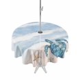 thumbnail image 1 of Outdoor Tablecloth with Umbrella Hole for Patio/Picnic/Party/Camping, Purple Summer Beach Waterproof Table Cloth Round Cover Washable, Coastal Waves Ocean Starfish Conch (Dia 54"), 1 of 8