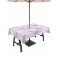 thumbnail image 1 of Outdoor Tablecloth with Umbrella Hole for Patio/Picnic/Party/Camping, Purple White Floral Waterproof Table Cloth Rectangle Table Cover Washable, Spring Botanical Leaves Farmhouse (52"x 70"), 1 of 8