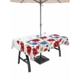 thumbnail image 1 of Outdoor Tablecloth with Umbrella Hole for Patio/Picnic/Party/Camping, Red Blue Floral Waterproof Table Cloth Rectangle Table Cover Washable, Independence Day Flowers Farmhouse (60"x 84"), 1 of 8