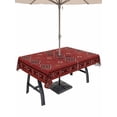 thumbnail image 1 of Outdoor Tablecloth with Umbrella Hole for Patio/Picnic/Party/Camping, Red Boho Waterproof Table Cloth Rectangle Table Cover Washable, Country Tribe Ethnic Geometric Stripes Art (60"x 84"), 1 of 8