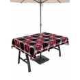 thumbnail image 1 of Outdoor Tablecloth with Umbrella Hole for Patio/Picnic/Party/Camping, Red Geometric Waterproof Table Cloth Rectangle Table Cover Washable, Black White Boho (52"x 70"), 1 of 9