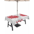 thumbnail image 1 of Outdoor Tablecloth with Umbrella Hole for Patio/Picnic/Party/Camping, Red Grey Flowers Waterproof Table Cloth Rectangle Table Cover Washable, Modern Abstract Blooms Floral (52"x 70"), 1 of 8