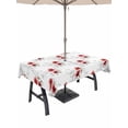 thumbnail image 1 of Outdoor Tablecloth with Umbrella Hole for Patio/Picnic/Party/Camping, Red Poppy Flowers Waterproof Table Cloth Rectangle Table Cover Washable, Spring Gray Eucalyptus Leaves Rustic (60"x 84"), 1 of 8