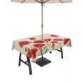 thumbnail image 1 of Outdoor Tablecloth with Umbrella Hole for Patio/Picnic/Party/Camping, Red Poppy Waterproof Table Cloth Rectangle Table Cover Washable, Spring Summer Farmhouse Flowers Rustic Burlap (54"x 80"), 1 of 8