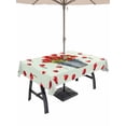 thumbnail image 1 of Outdoor Tablecloth with Umbrella Hole for Patio/Picnic/Party/Camping, Red Tulip Flowers Waterproof Table Cloth Rectangle Table Cover Washable, Spring Floral Vintage Drum Country Blue (60"x 84"), 1 of 8