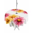 thumbnail image 1 of Outdoor Tablecloth with Umbrella Hole for Patio/Picnic/Party/Camping, Red Yellow Floral Waterproof Table Cloth Round Cover Washable, Summer Spring Flowers Garden Aesthetic (Dia 54"), 1 of 9