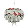 thumbnail image 1 of Outdoor Tablecloth with Umbrella Hole for Patio/Picnic/Party/Camping, Rustic Cardinal Bird Waterproof Table Cloth Round Cover Washable, Green Leaves Branches Country Berries (Dia 60"), 1 of 9