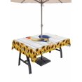 thumbnail image 1 of Outdoor Tablecloth with Umbrella Hole for Patio/Picnic/Party/Camping, Rustic Rooster Waterproof Table Cloth Rectangle Table Cover Washable, Farmhouse Yellow Sunflowers Country Wood Grain (60"x 120"), 1 of 9