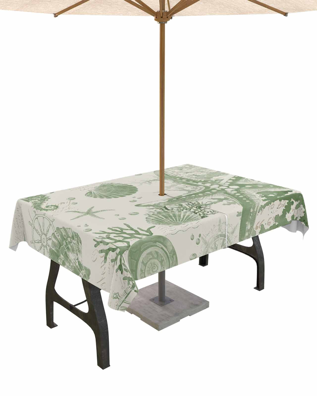 Outdoor Tablecloth with Umbrella Hole for Patio/Picnic/Party/Camping ...