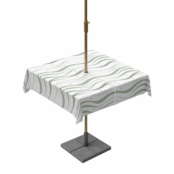 Outdoor Tablecloth with Umbrella Hole for Patio/Picnic/Party/Camping, Sage Green Stripes Waterproof Table Cloth Square Cover Washable, Modern Simple Gradient Waves Lines (54"x 54")