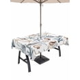 thumbnail image 1 of Outdoor Tablecloth with Umbrella Hole for Patio/Picnic/Party/Camping, Sea Coral Shells Starfish Waterproof Table Cloth Rectangle Table Cover Washable, Summer Nautical Coastal Watercolor (60"x 84"), 1 of 8