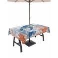 thumbnail image 1 of Outdoor Tablecloth with Umbrella Hole for Patio/Picnic/Party/Camping, Sea Turtle Coastal Waterproof Table Cloth Rectangle Table Cover Washable, Blue Red Summer Beach Coral Nautical Wood (60"x 84"), 1 of 8