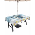 thumbnail image 1 of Outdoor Tablecloth with Umbrella Hole for Patio/Picnic/Party/Camping, Sea Turtle Coastal Waterproof Table Cloth Rectangle Table Cover Washable, Floral Starfish Blue Vintage Wooden (54"x 80"), 1 of 8