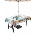 thumbnail image 1 of Outdoor Tablecloth with Umbrella Hole for Patio/Picnic/Party/Camping, Sea Turtle Coastal Waterproof Table Cloth Rectangle Table Cover Washable, Summer Nautical Starfish Coral Grey Wooden (60"x 102"), 1 of 8