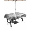 thumbnail image 1 of Outdoor Tablecloth with Umbrella Hole for Patio/Picnic/Party/Camping, Shabby Grey Waterproof Table Cloth Rectangle Table Cover Washable, Oil Painting Vintage Art Gray White (60"x 120"), 1 of 9