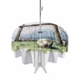 thumbnail image 1 of Outdoor Tablecloth with Umbrella Hole for Patio/Picnic/Party/Camping, Soccer Field Waterproof Table Cloth Round Cover Washable, Farmhouse Wooden Goal Post Football (Dia 60"), 1 of 9