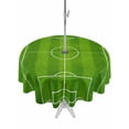 thumbnail image 1 of Outdoor Tablecloth with Umbrella Hole for Patio/Picnic/Party/Camping, Soccer Field Waterproof Table Cloth Round Cover Washable, Green Birdseye View Athletic Sporty (Dia 60"), 1 of 9