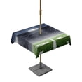 thumbnail image 1 of Outdoor Tablecloth with Umbrella Hole for Patio/Picnic/Party/Camping, Sports Theme Waterproof Table Cloth Square Cover Washable, Football Field Lights Green Grass White Text (54"x 54"), 1 of 9