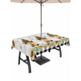 thumbnail image 1 of Outdoor Tablecloth with Umbrella Hole for Patio/Picnic/Party/Camping, Spring Bee Gnomes Waterproof Table Cloth Rectangle Table Cover Washable, Sunflowers Black Plaid Grey Wooden (60"x 84"), 1 of 8