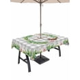 thumbnail image 1 of Outdoor Tablecloth with Umbrella Hole for Patio/Picnic/Party/Camping, Spring Botanical Waterproof Table Cloth Rectangle Table Cover Washable, Garden Birds Floral Leaves Gray Plaid (52"x 70"), 1 of 8