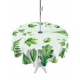 thumbnail image 1 of Outdoor Tablecloth with Umbrella Hole for Patio/Picnic/Party/Camping, Spring Botanical Waterproof Table Cloth Round Cover Washable, Green Ivy Ferns Oak Leaves Light Blue (Dia 60"), 1 of 8