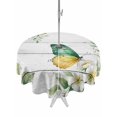thumbnail image 1 of Outdoor Tablecloth with Umbrella Hole for Patio/Picnic/Party/Camping, Spring Botanical Waterproof Table Cloth Round Cover Washable, Watercolor Floral Butterfly Country Wood Gray (Dia 60"), 1 of 8