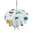 thumbnail image 1 of Outdoor Tablecloth with Umbrella Hole for Patio/Picnic/Party/Camping, Spring Butterfly Dragonfly Waterproof Table Cloth Round Cover Washable, Rustic Botanical Floral Teal Green (Dia 54"), 1 of 8