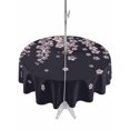 thumbnail image 1 of Outdoor Tablecloth with Umbrella Hole for Patio/Picnic/Party/Camping, Spring Cherry Flowers Waterproof Table Cloth Round Cover Washable, Pink Floral Blossom Vintage Black (Dia 54"), 1 of 8