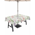 thumbnail image 1 of Outdoor Tablecloth with Umbrella Hole for Patio/Picnic/Party/Camping, Spring Floral Waterproof Table Cloth Rectangle Table Cover Washable, Pink Flowers Green Plaid Pastoral (60"x 84"), 1 of 8