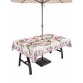 thumbnail image 1 of Outdoor Tablecloth with Umbrella Hole for Patio/Picnic/Party/Camping, Spring Floral Waterproof Table Cloth Rectangle Table Cover Washable, Retro Pink Orchid Flowers Leaves Botanical (60"x 102"), 1 of 8