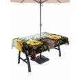 thumbnail image 1 of Outdoor Tablecloth with Umbrella Hole for Patio/Picnic/Party/Camping, Spring Floral Waterproof Table Cloth Rectangle Table Cover Washable, Yellow Roses Leaves Pastoral Botanical Farmhouse (52"x 70"), 1 of 8