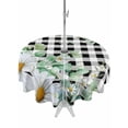 thumbnail image 1 of Outdoor Tablecloth with Umbrella Hole for Patio/Picnic/Party/Camping, Spring Floral Waterproof Table Cloth Round Cover Washable, Daisy Eucalyptus Leaves Black White Plaid (Dia 54"), 1 of 8