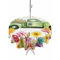 thumbnail image 1 of Outdoor Tablecloth with Umbrella Hole for Patio/Picnic/Party/Camping, Spring Floral Waterproof Table Cloth Round Cover Washable, Green Country Truck Rustic Botanical Farmhosue (Dia 60"), 1 of 8