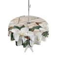 thumbnail image 1 of Outdoor Tablecloth with Umbrella Hole for Patio/Picnic/Party/Camping, Spring Floral Waterproof Table Cloth Round Cover Washable, White Magnolia Flowers Barn Door Farmhouse Beige (Dia 54"), 1 of 8