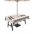thumbnail image 1 of Outdoor Tablecloth with Umbrella Hole for Patio/Picnic/Party/Camping, Spring Flowers Waterproof Table Cloth Rectangle Table Cover Washable, Vintage Watercolor Black Plaid on Linen (54"x 80"), 1 of 8