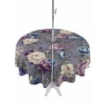 thumbnail image 1 of Outdoor Tablecloth with Umbrella Hole for Patio/Picnic/Party/Camping, Spring Flowers Waterproof Table Cloth Round Cover Washable, Farmhouse Retro Botanical Purple Blue Floral (Dia 54"), 1 of 8