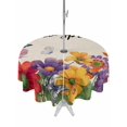 thumbnail image 1 of Outdoor Tablecloth with Umbrella Hole for Patio/Picnic/Party/Camping, Spring Flowers Waterproof Table Cloth Round Cover Washable, Farmhouse Vintage Country Colorful Floral (Dia 54"), 1 of 8