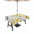 thumbnail image 1 of Outdoor Tablecloth with Umbrella Hole for Patio/Picnic/Party/Camping, Spring Forsythia Flowers Waterproof Table Cloth Rectangle Table Cover Washable, Yellow Floral Hummingbird Gray Plaid (54"x 80"), 1 of 8