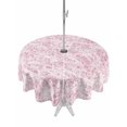 thumbnail image 1 of Outdoor Tablecloth with Umbrella Hole for Patio/Picnic/Party/Camping, Spring Pink Cobweb Waterproof Table Cloth Round Cover Washable, Abstract Boho Farmhouse Lines (Dia 60"), 1 of 9