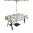 thumbnail image 1 of Outdoor Tablecloth with Umbrella Hole for Patio/Picnic/Party/Camping, Spring Plants Waterproof Table Cloth Rectangle Table Cover Washable, Watercolor Leaves Birds Flowers Gray Plaid (60"x 120"), 1 of 8