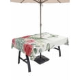 thumbnail image 1 of Outdoor Tablecloth with Umbrella Hole for Patio/Picnic/Party/Camping, Spring Roses Waterproof Table Cloth Rectangle Table Cover Washable, Garden Botanical Leaves Butterflies (60"x 84"), 1 of 8